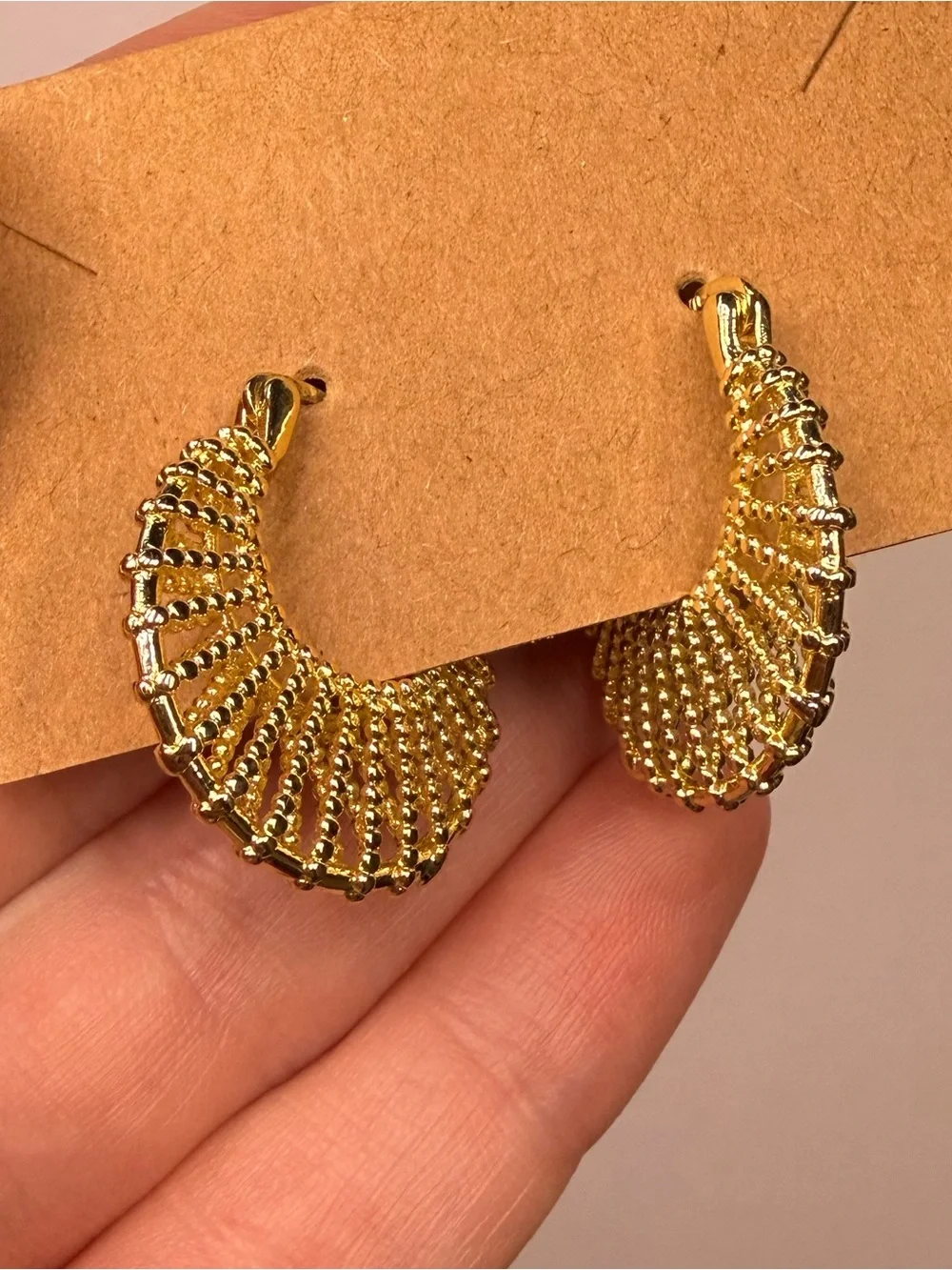 18k GP Fan Hoop Earrings